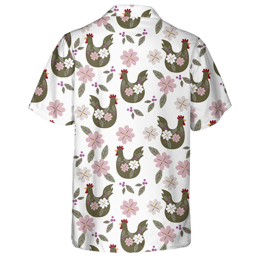 Easter Funny Chicken With Flower And Leaf Hawaiian Shirt, Hawaiian Shirt Gift, Christmas Gift