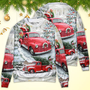 Christmas Santa Claus Red Truck Xmas Is Coming Art Style Ugly Christmas Sweater, Christmas Gift, Gift Christmas 2024