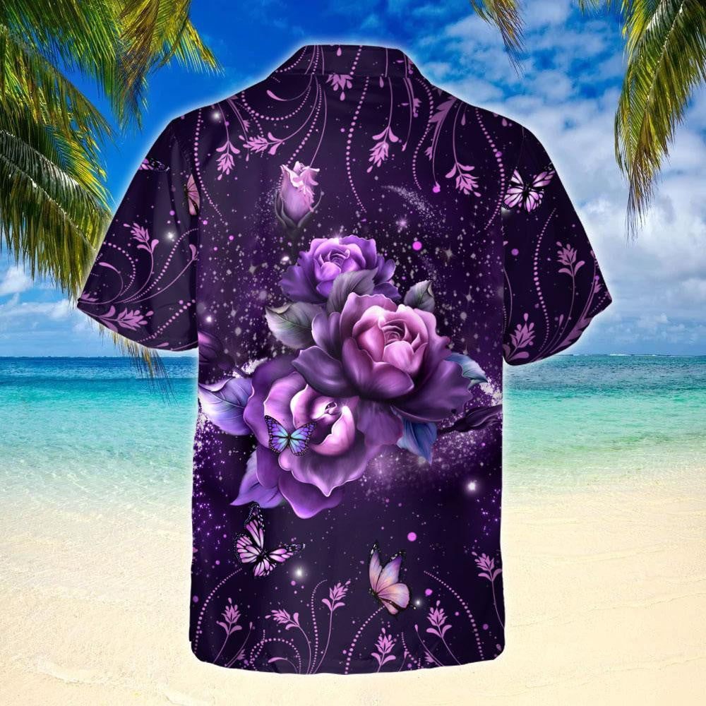 Bird Species Flying Hummingbird Roses Design Hawaiian Shirt, Hawaiian For Gift