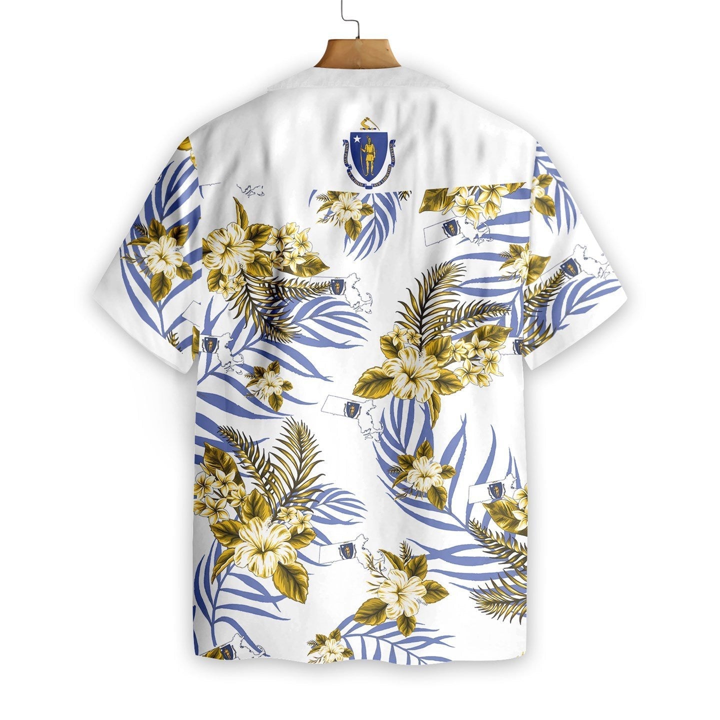 Massachusetts Proud On White Background Pattern Hawaiian Shirt,Hawaiian Shirt Gift, Christmas Gift