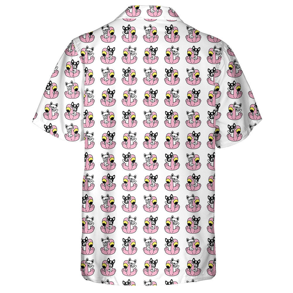 Bulldog Swimming Ring Flamingo Pool Beach Hawaiian Shirt, Hawaiian Shirt Gift, Christmas Gift