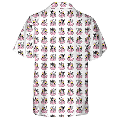 Bulldog Swimming Ring Flamingo Pool Beach Hawaiian Shirt, Hawaiian Shirt Gift, Christmas Gift