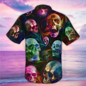 Colorful Skull Tropical Psychedelic Hawaiian Shirt, Hawaiian For Gift