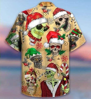 Navojo White Smile Skull Christmas Design Hawaiian Shirt, Hawaiian Shirt Gift, Christmas Gift