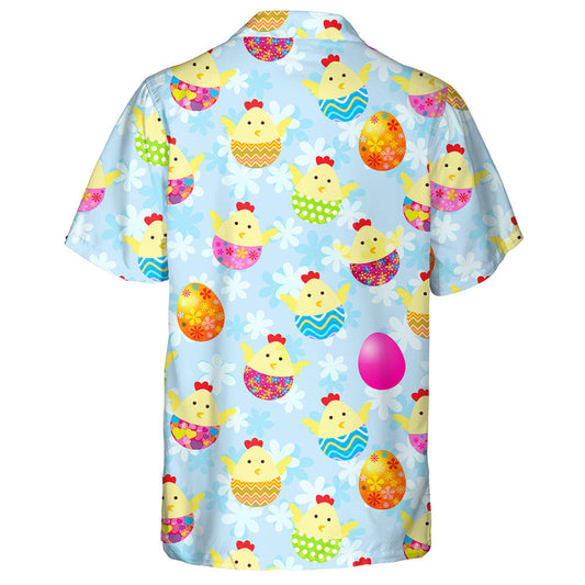 Cute Chicken Sitiing In Colorful Egg Shell Hawaiian Shirt, Hawaiian Shirt Gift, Christmas Gift