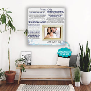 To My Child Mom Picture Frame Gifts for Mother's Birthday from Daughter Son Dad Mother's Day Father's Day