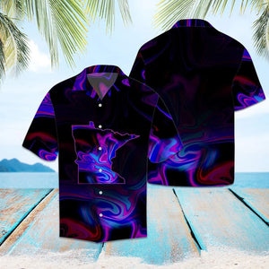 Amazing Minnesota Map Dark Holographic Illusion Hawaiian Shirt, Hawaiian Shirt Gift, Christmas Gift