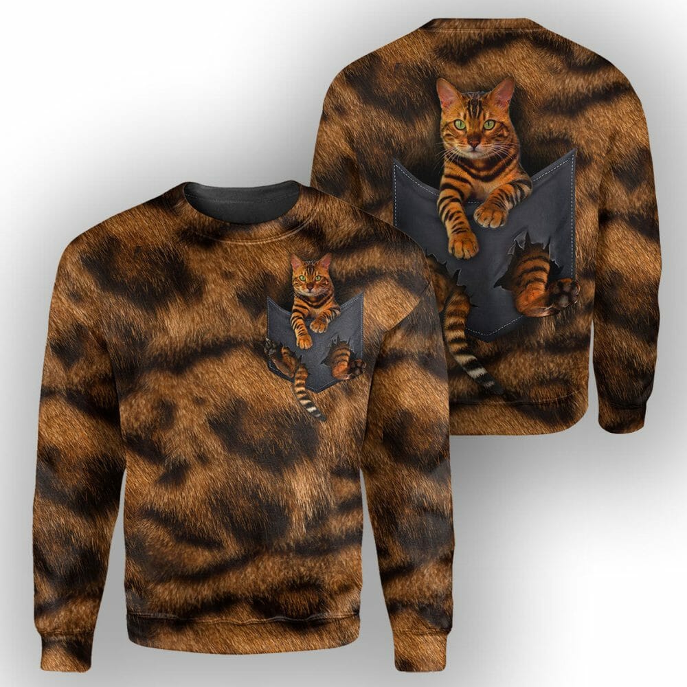 Bengal Cat Pocket - 3D All Over Printed Shirt Tshirt Hoodie Apparel
