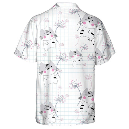 Cute Cat In The Sky With Dandelion Flower Hawaiian Shirt, Hawaiian Shirt Gift, Christmas Gift
