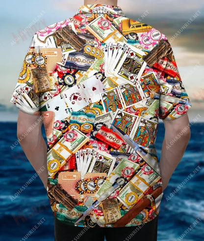 I'M Just Here For The Card Unisex Short Sleeve Shirt Ocean Hawaiian T Shirts Tactical Hawaiian Shirt Funny Hawaiian Shirts, Hawaiian Shirt Gift, Christmas Gift