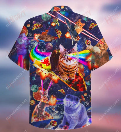 Cats Ride Food In Space Short Hawaiian Shirt Hobbies Tropical Shirts Tactical Hawaiian Shirt Funny Hawaiian Shirts, Hawaiian Shirt Gift, Christmas Gift