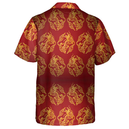 Golden Dragons And Chinese Cloud Vintage Style Hawaiian Shirt, Hawaiian Shirt Gift, Christmas Gift