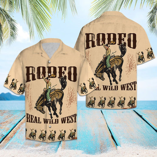 Rodeo Real Wild West Vintage Style Pattern Léine Haváís, Bronntanas Léine Haváíais, Bronntanas Nollag