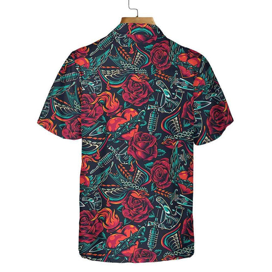 Rósanna Seanré Tattoo Skull Lá Na Marbh Léine Haváís, Bronntanas Léine Haváís, Bronntanas Nollag