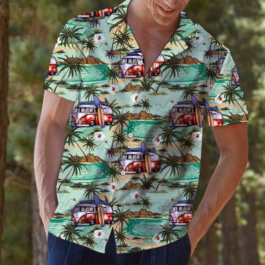 Caravan Beach Time Of Summer Design Hawaiian Shirt, Hawaiian For Gift