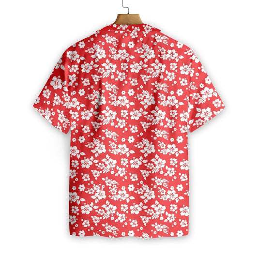 Floral Flower On Red Background Pattern Hawaiian Shirt,Hawaiian Shirt Gift, Christmas Gift