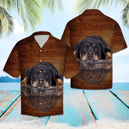 Smart Rottweiler Dog Lying Mirror Hawaiian Shirt,Hawaiian Shirt Gift, Christmas Gift