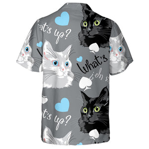 What's Up With Cats Heads On Grey Hawaiian Shirt, Hawaiian Shirt Gift, Christmas Gift