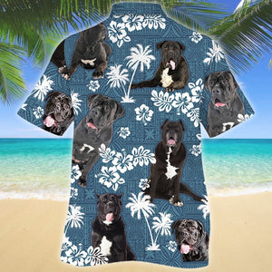 Adorable Pet Cane Corso Dog Blue Tribal Pattern Hawaiian Shirt, Hawaiian Shirt Gift, Christmas Gift