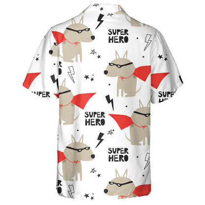 Super Hero Cute Dog In Cartoon Background Hawaiian Shirt, Hawaiian Shirt Gift, Christmas Gift