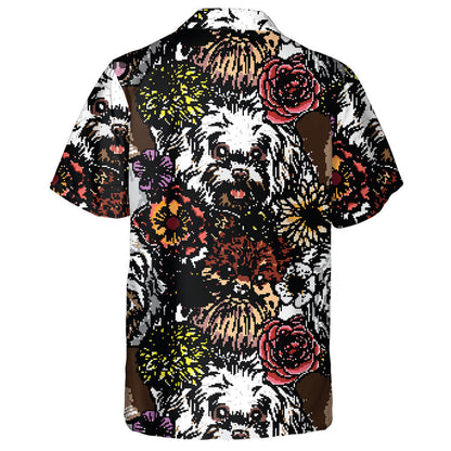 Hand Drawn Cute Dog Portrait Character Hawaiian Shirt, Hawaiian Shirt Gift, Christmas Gift