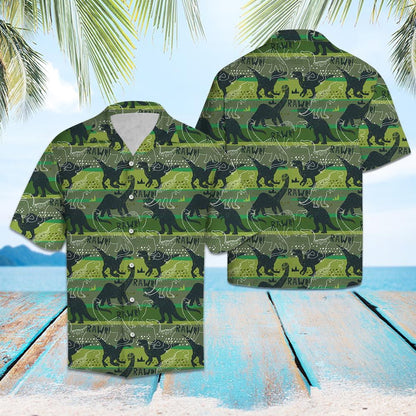 Dinosaur Rawr In Deep Forest Hawaiian Shirt,Hawaiian Shirt Gift, Christmas Gift