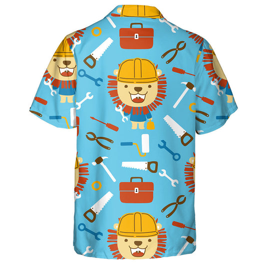 Funny Lion The Builder With Its Tools Hawaiian Shirt, Hawaiian Shirt Gift, Christmas Gift