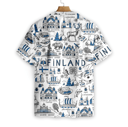 Blue I Love Finland Background Hawaiian Shirt, Hawaiian For Gift