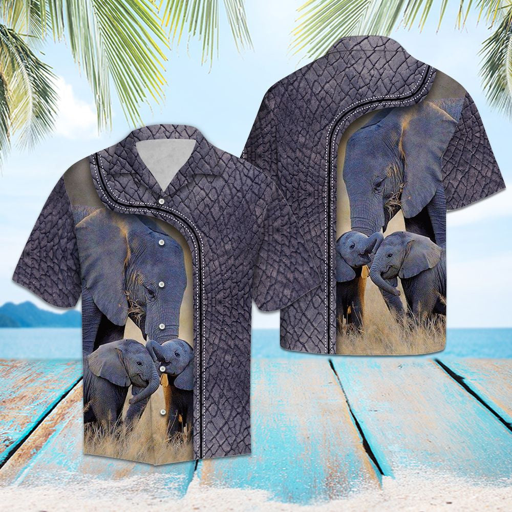 Mother And Baby Elephant In Meadow Hawaiian Shirt,Hawaiian Shirt Gift, Christmas Gift