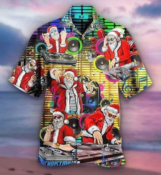 Dearadh Vintage Stíl Léine Haváís Beo Dj Ceol Cóisir Oíche Nollag, Bronntanas Léine Haváís, Bronntanas Nollag