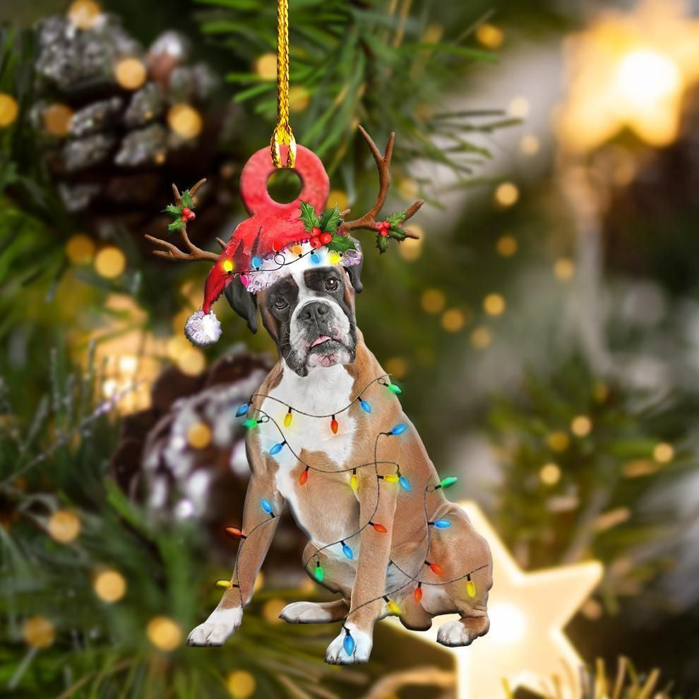 Boxer Christmas Light Shape Ornament, Christmas Ornament Gift, Christmas Gift, Christmas Decoration