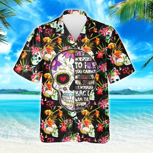 Dearadh Bláthanna Léine Haváís Skull Is Mise An Stoirm, Bronntanas Léine Haváíais, Bronntanas Nollag