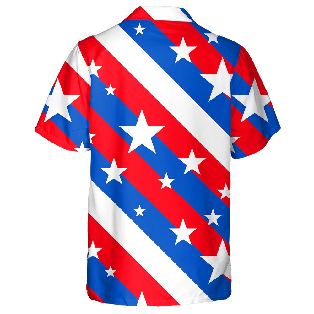 Coloring American Style Stripes And Stars Pattern Hawaiian Shirt, Hawaiian Shirt Gift, Christmas Gift