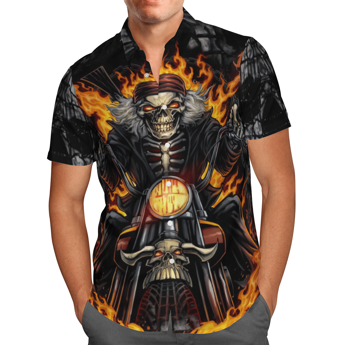 Biker Skull Gorgeous Hawaiian Shirt,Hawaiian Shirt Gift, Christmas Gift
