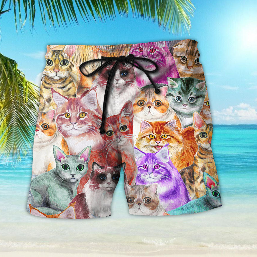 Cat Themed Hawaiian Shirt- Colorful Cats Aloha Hawaiian Shirt - Best Cat Themed Gifts_Hawaiian Shirt Gift, Christmas Gift