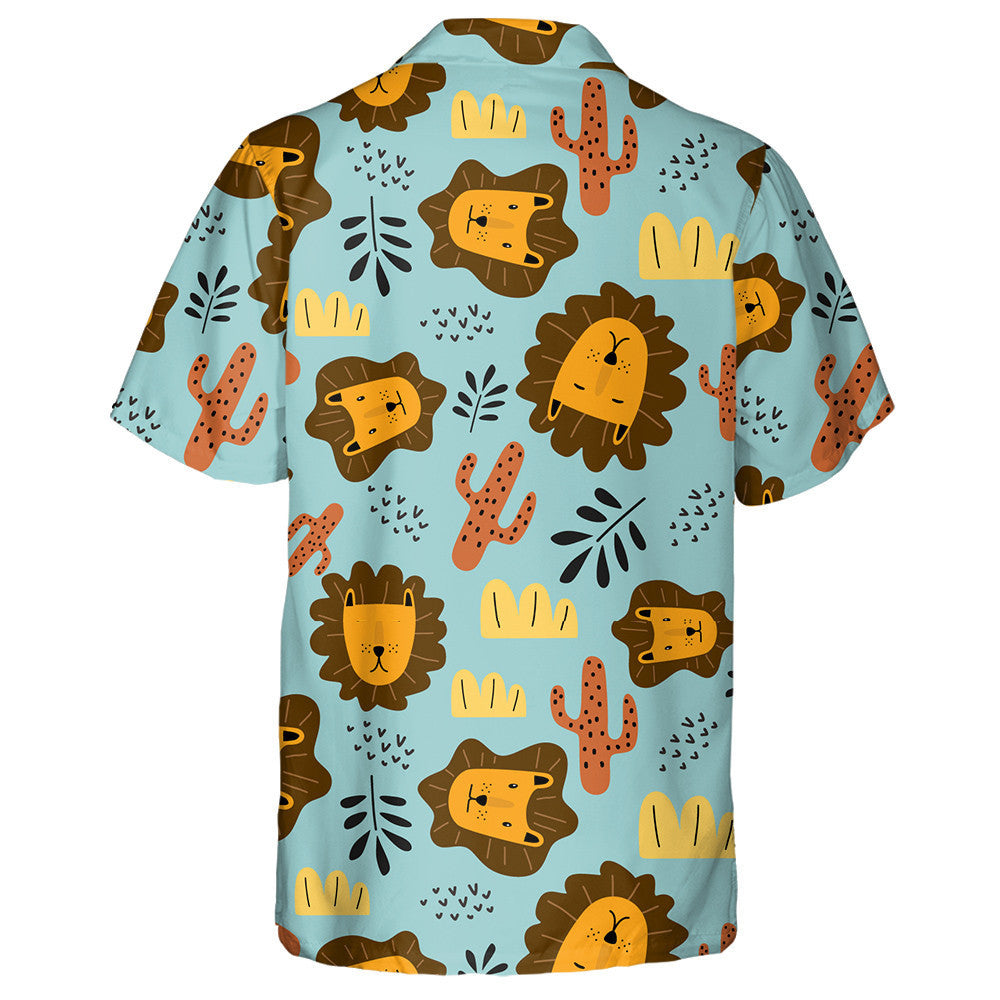 Lion Greannmhar le Duilleoga Agus Léine Haváí Cactus, Bronntanas Léine Haváí, Bronntanas Nollag