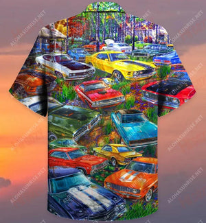 Classic Car In The Garden Unisex Hawaiian Shirt Ocean Hawaiian T Shirts Best Hawaiian Shirts Hawaiian Shirts For Men, Hawaiian Shirt Gift, Christmas Gift