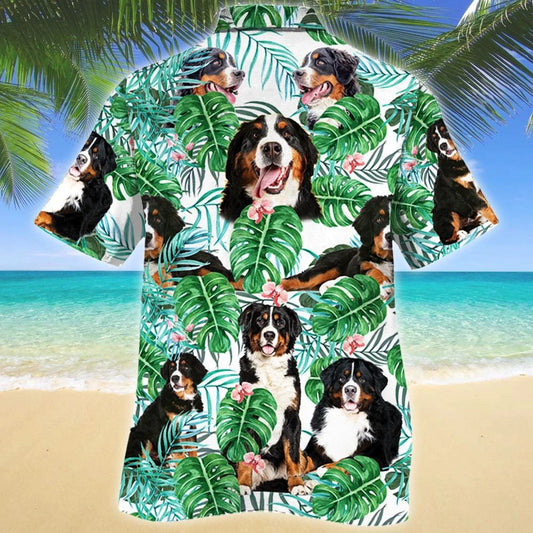 Gléasra Trópaiceach Madraí Sléibhe Bernese Téama Bán Léine Haváís, Bronntanas Léine Haváíais, Bronntanas Nollag