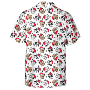 Christmas French Bulldog Paw And Santa Claus Hat Hawaiian Shirt, Hawaiian Shirt Gift, Christmas Gift