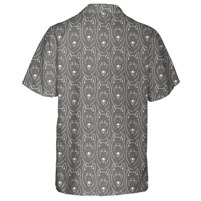 Hand Drawn Face Of Line Wolf Hawaiian Shirt, Hawaiian For Gift