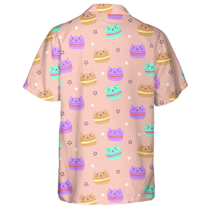 Sweets Cat Macarons And Stars On Pink Hawaiian Shirt,Hawaiian Shirt Gift, Christmas Gift