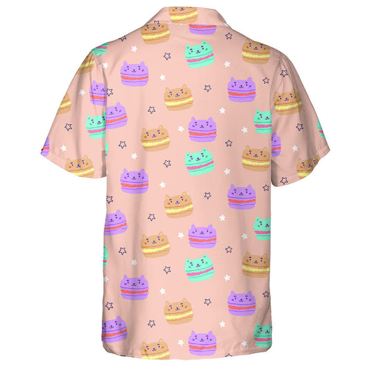 Sweets Cat Macarons And Stars On Pink Hawaiian Shirt,Hawaiian Shirt Gift, Christmas Gift