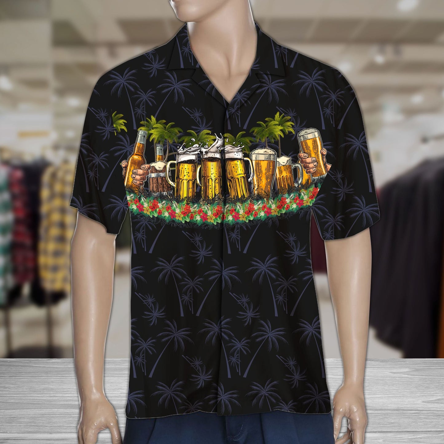 Hawaiian Shirt Fresh Beer Glasses With Palm Trees Pattern, Hawaiian Shirt Gift, Christmas Gift