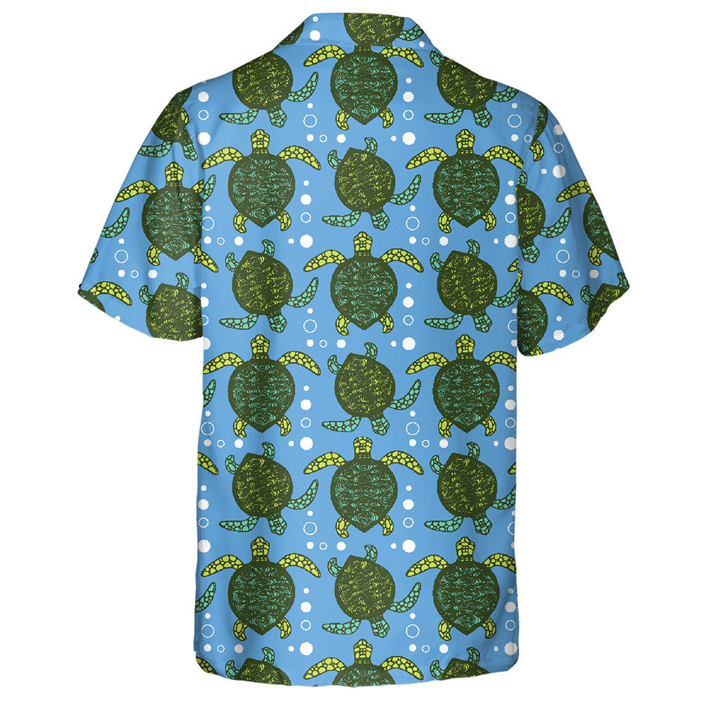 Small Green Turtles On Yellow Background Hawaiian Shirt,Hawaiian Shirt Gift, Christmas Gift