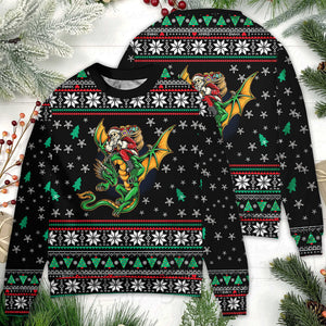 Christmas Santa Claus With Dragon Ugly Christmas Sweater, Christmas Gift, Gift Christmas 2024