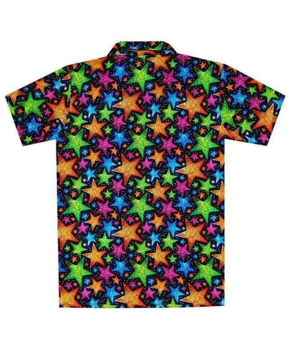 Hawaiian Shirt Christmas Black Theme With Colorful Stars, Hawaiian For Gift