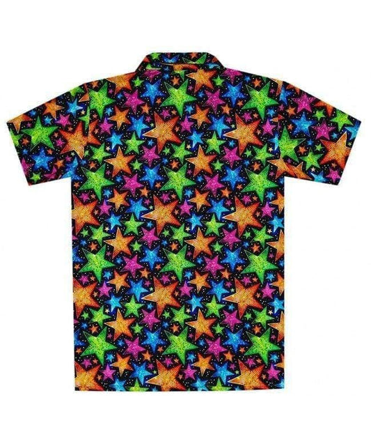 Hawaiian Shirt Christmas Black Theme With Colorful Stars, Hawaiian For Gift