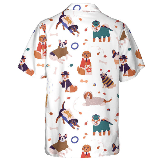 Colorful Joyful Dog Wearing Funny Costumes Hawaiian Shirt, Hawaiian Shirt Gift, Christmas Gift