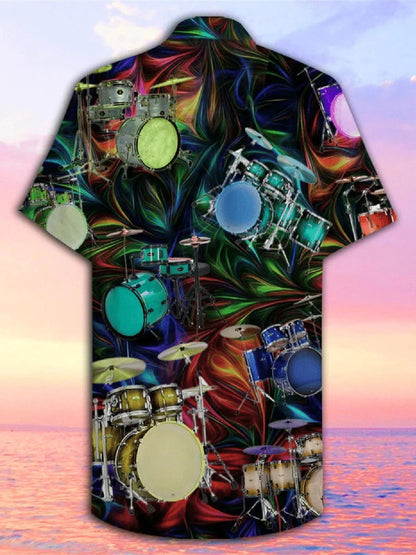Music Drums Multicolor Pattern Colorful Lights Hawaiian Shirt,Hawaiian Shirt Gift, Christmas Gift