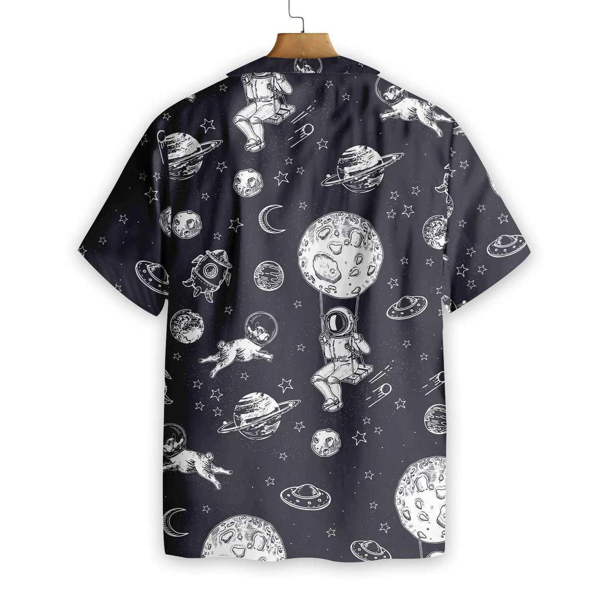 Astronaut And His French Bulldog Pattern Hawaiian Shirt, Hawaiian For Gift